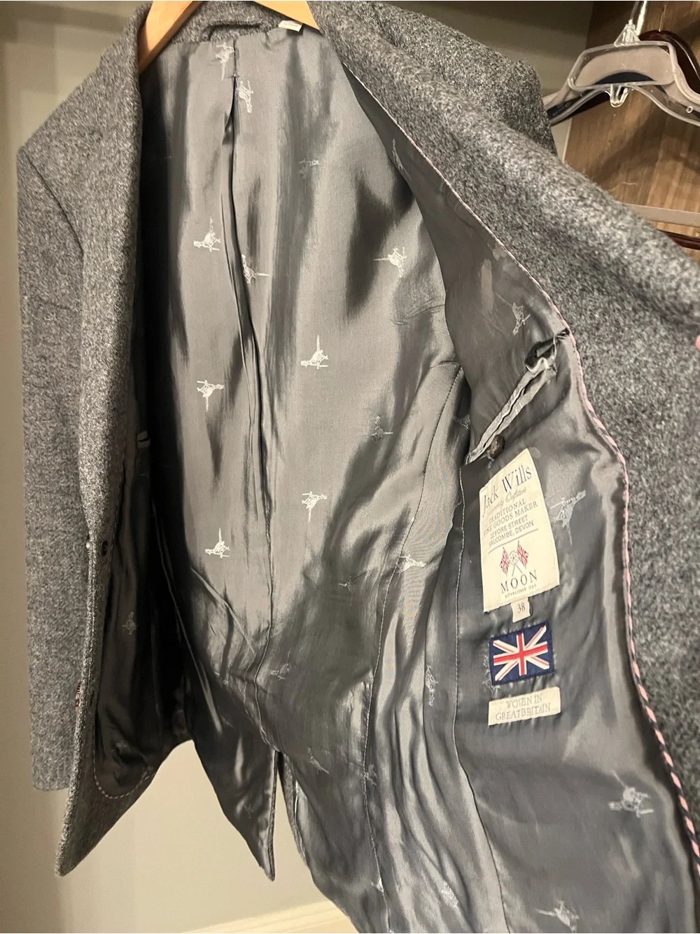 Jack Wills Gray Tweed‎ Notch Lapel Blazer